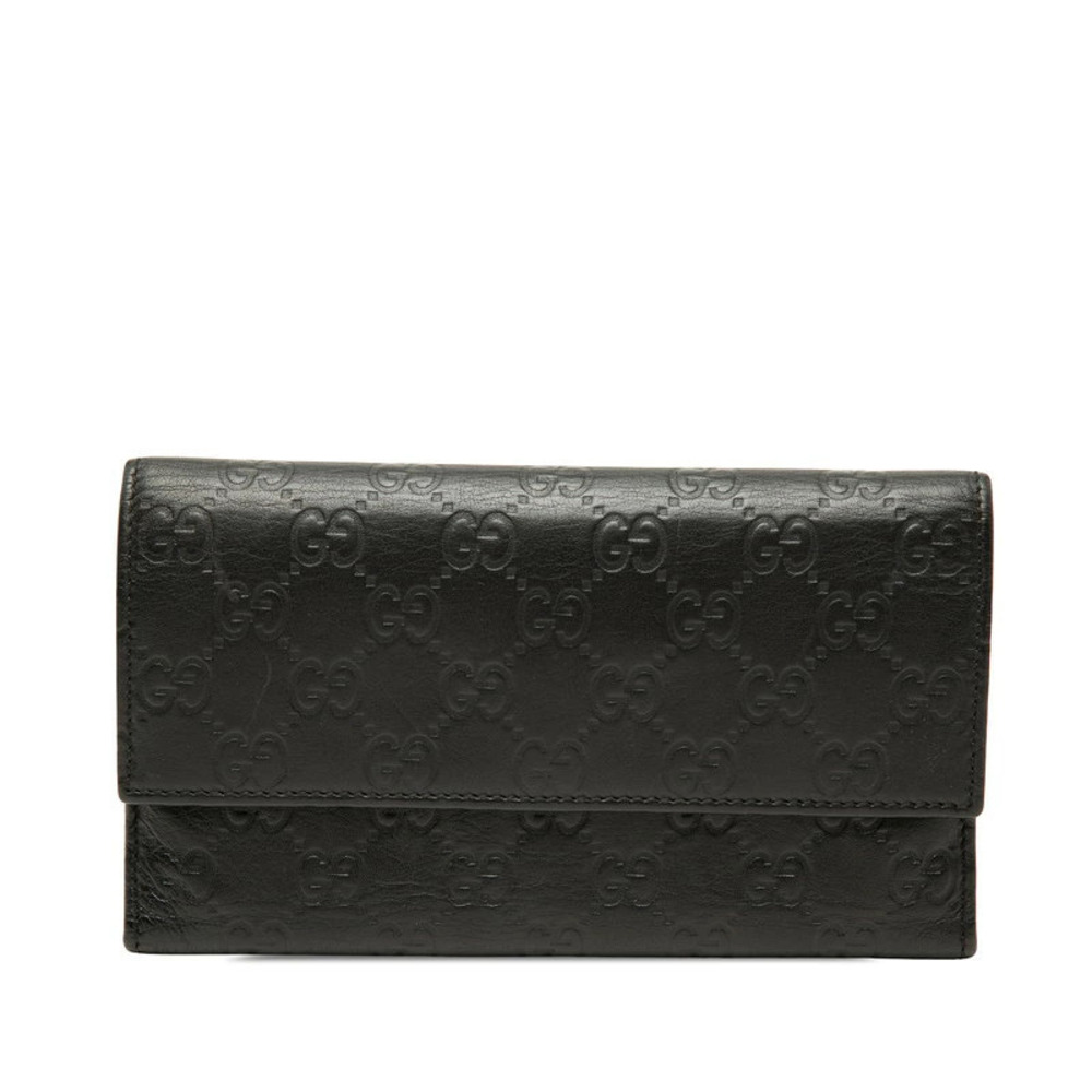 Gucci Guccissima Trifold Long Wallet Leather Black